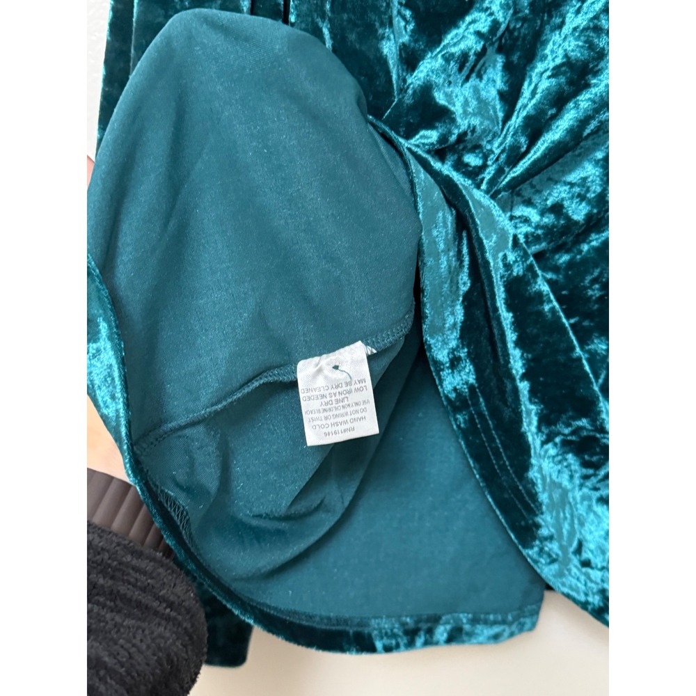Jodifl Teal Green Crushed Velvet Puff Sleeve Blouse Top Keyhole Back - Picture 9 of 10